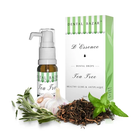 Dental Bazar d` Essence tea tree 10ml kropelki stomatologiczne - zdrowe dziąsła i przeciw powstawaniu płytki nazębnej